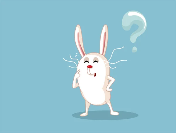 Lustiges Weißes Kaninchen Mit Vielen Fragen — Stockvektor