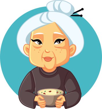 Granny Holding Homemade Noodles Soup Bowl