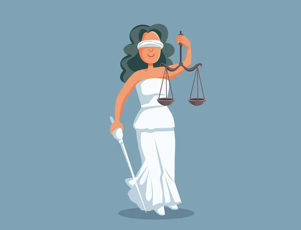 Statue Lady Justice Vector Cartoon Illustration — Stockvector