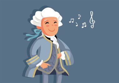 Little Wolfgang Amadeus Mozart Vector Cartoon clipart