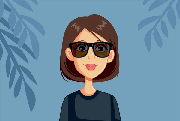 Mulher Usando Óculos Sol Vector Ilustração —  Vetores de Stock