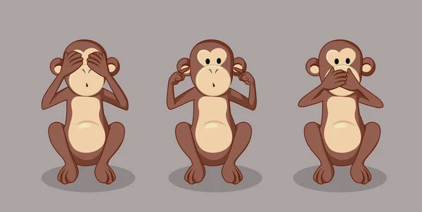 3つの賢明な猿ベクトルイラスト — ストックベクタ