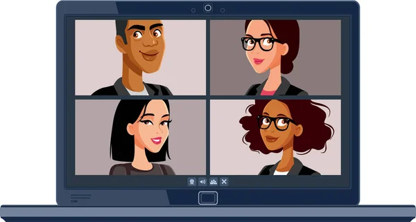 Affärsmän Videokonferens Virtuellt Möte — Stock vektor