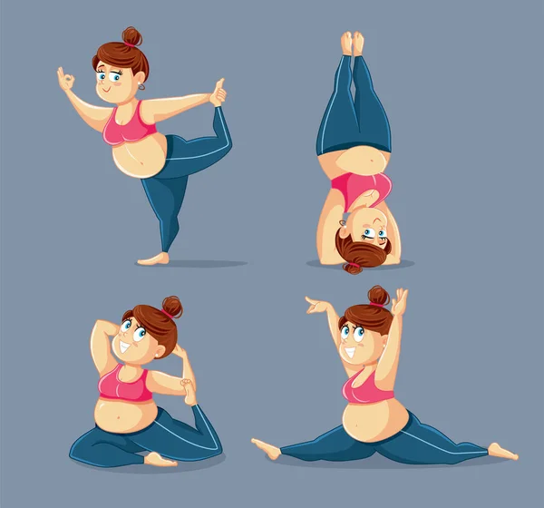 Além Tamanho Fitness Mulher Fazendo Yoga Vector Ilustração —  Vetores de Stock