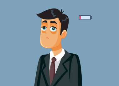 Burnout Sendromlu Yorgun İşadamı Vektör İllüzyonu