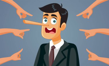 Fingers Pointing at Lying Businessman clipart