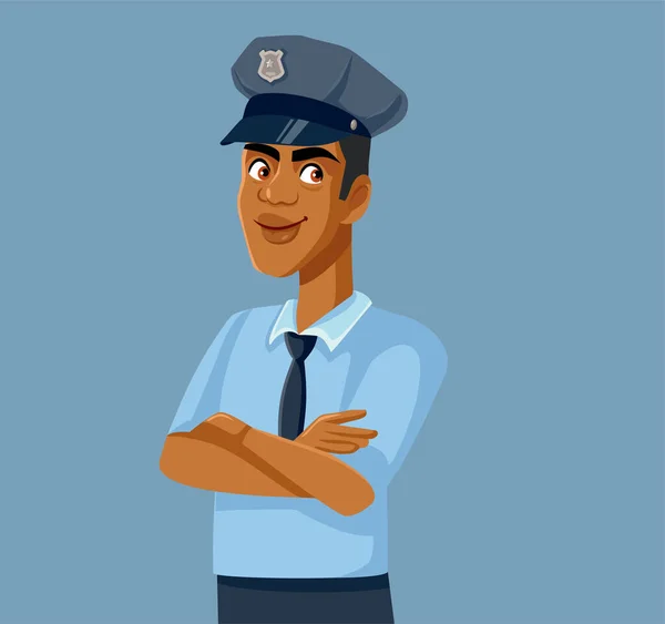 Polisi Pria Petugas Uniform Vector Cartoon Illustration - Stok Vektor