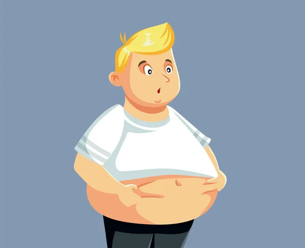 Overweight Man Grabbing Abdominal Fat Vector Illustration — Stock Vector