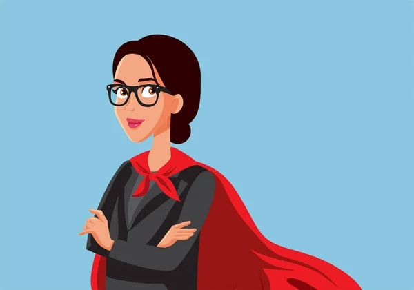 Super Businesswoman Mengenakan Superhero Cape - Stok Vektor