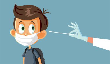 Okulda Covid-19 için Hızlı Test Yapan Çocuk