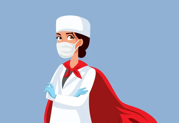 Superhero Dokter Perempuan Memakai Cape - Stok Vektor