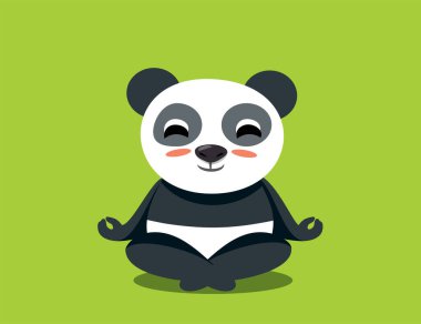 Komik çizgi film Yoga Panda Lotus Pozu ile Meditasyon
