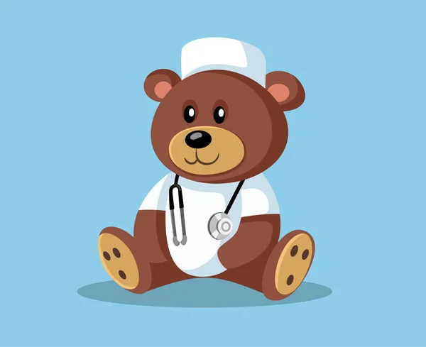 Cartoon Γιατρός Αρκουδάκι Στηθοσκόπιο — Διανυσματικό Αρχείο