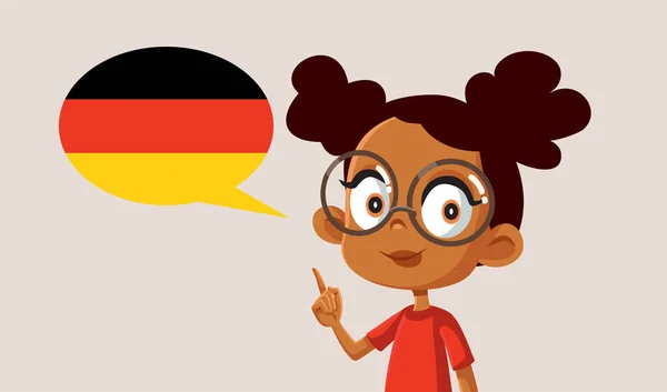 聪明女孩学习讲德语 — 图库矢量图片
