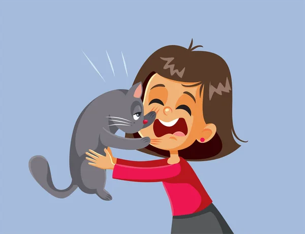 猫抓挠小女孩病媒卡通片 — 图库矢量图片