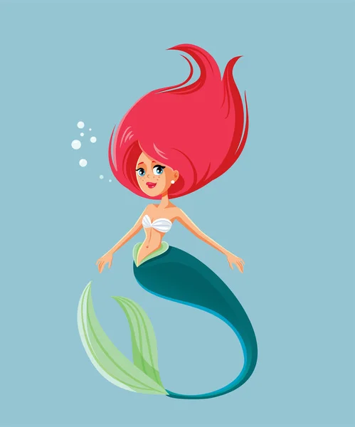 Hermosa Sirena Natación Vector Ilustración — Vector de stock