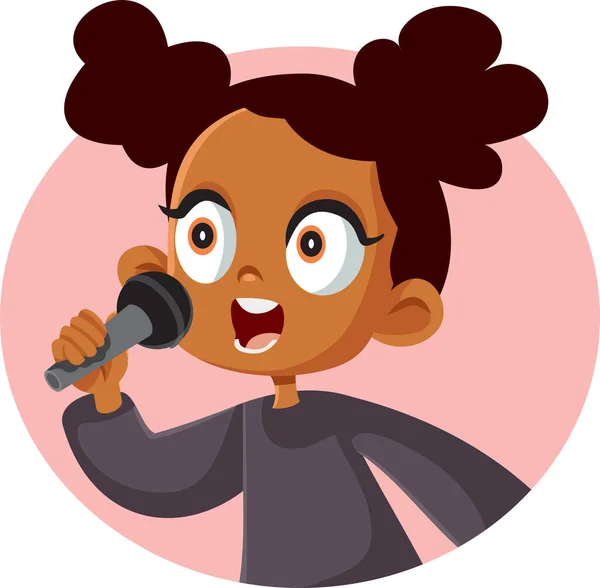 Χαριτωμένο Κορίτσι Αφρικής Τραγούδι Διανυσματική Εικονογράφηση — Διανυσματικό Αρχείο