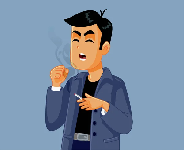 Κάπνισμα Άνθρωπος Βήχας Εικονογράφηση Διάνυσμα — Διανυσματικό Αρχείο