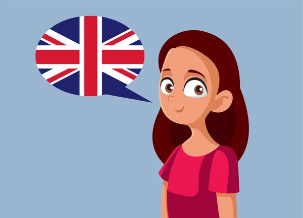 Adolescente Chica Hablando Inglés Vector Dibujos Animados — Vector de stock