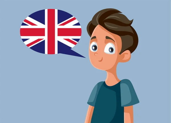 Adolescente Chico Hablando Inglés Vector Dibujos Animados — Vector de stock