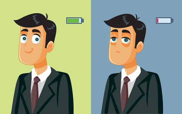 Full Energy Businessman Getting Burnout Syndrome Vector Illustration — Stockový vektor