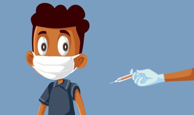 Afrikalı Küçük Çocuk Aşılanmış Vektör Resmini Çekiyor