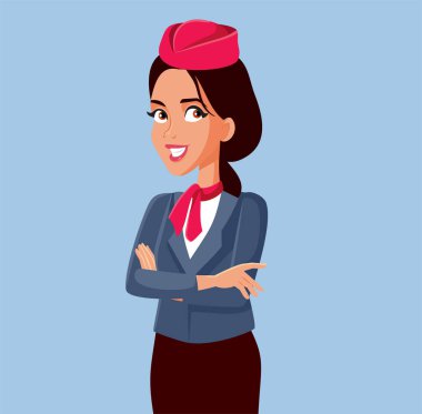 Kolları çapraz duran Mutlu Hostes