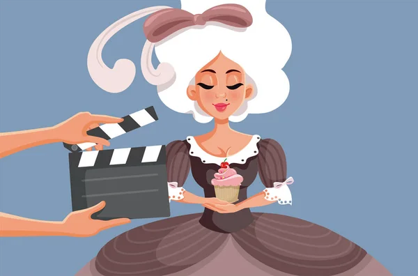 Actriz Vestida Con Vestido Baile Protagonizada Por Una Película Dramática — Vector de stock