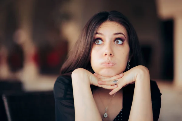 Worried Woman Looking Feeling Concerned Stressed Out — 스톡 사진