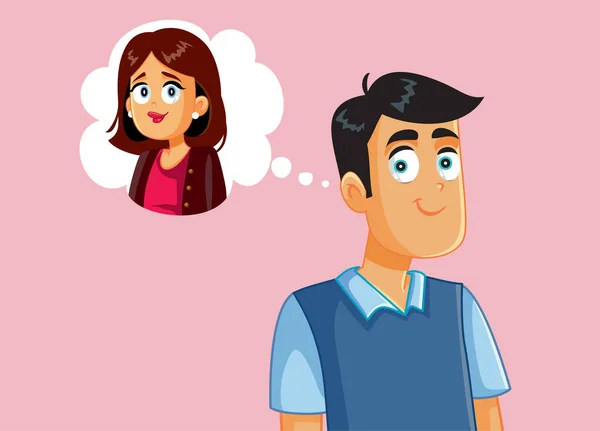 Love Man Thinking His Girlfriend — Vector de stock