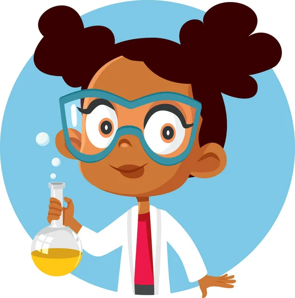 Afrikaans Student Meisje Het Nemen Van Een Wetenschap Chemie Klasse — Stockvector