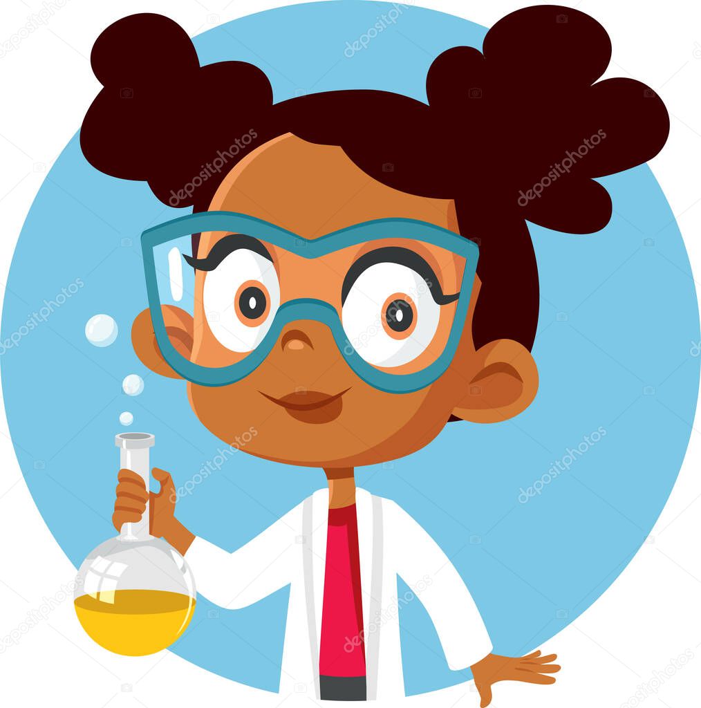 African Student Girl Taking a Science Chemistry Class