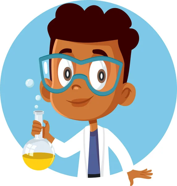 Afrikaanse Student Jongen Nemen Van Een Science Chemistry Class — Stockvector