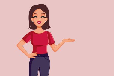 Gülümseyen Kadın Sunum Hareketi Yapıyor