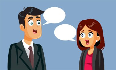 İş Adamı ve İş Kadını Vektör İllüzyonu Konuşuyor