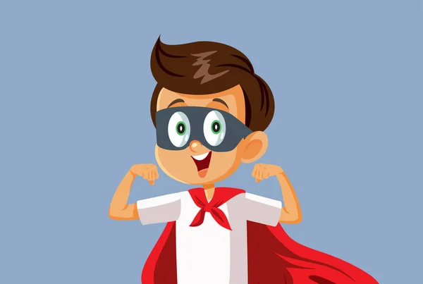 Super Herói Little Boy Vector Cartoon Ilustração — Vetor de Stock