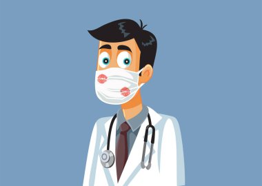 Male Doctor Receiving Kisses of Appreciation Vector Cartoon