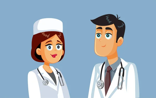 Team Medical Workers Standing Together Cartoon Illustration — Vetor de Stock