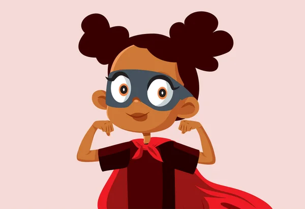 Super Herói Little Girl Vector Cartoon Ilustração — Vetor de Stock