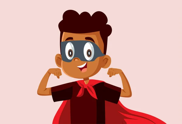 Superhero Little Boy Vector Cartoon Illustration — 스톡 벡터