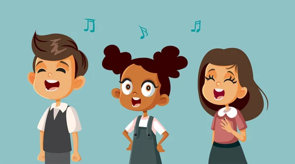 Kids Singing Choir Vector Cartoon Illustration - Stok Vektor