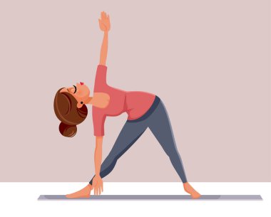 Yükselen Plank Yoga Poz Vektörü İllüstrasyonunda Genç Kadın