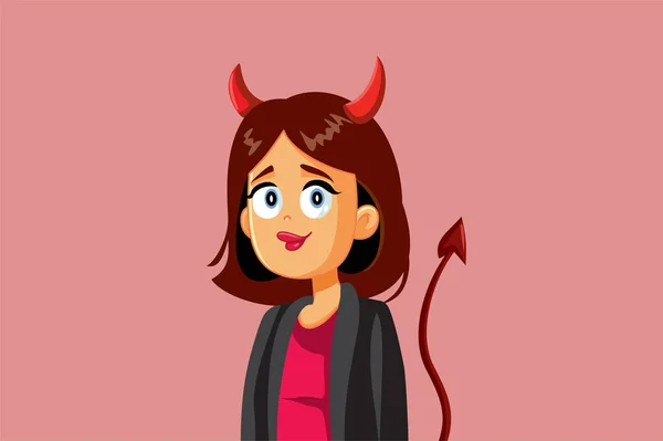Diabo Malvado Empresária Vetor Desenhos Animados Ilustração — Vetor de Stock