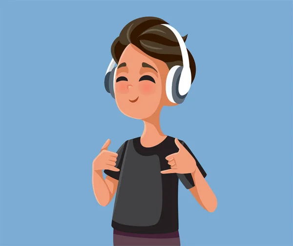 Cool Teen Boy Listening Music Vector Illustration — Stock Vector