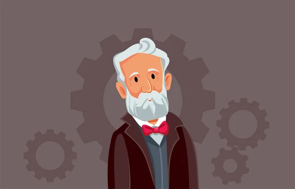 Jules Verne Vector Cartoon Illustration — Stockvektor