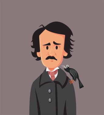 Edgar Allan Poe Vector Caricature Illustration clipart