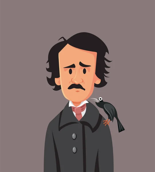 Edgar Allan Poe Vector Caricatura Ilustración — Archivo Imágenes Vectoriales