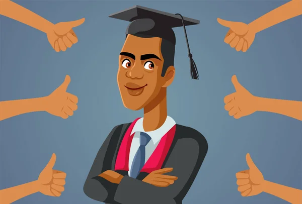 Αντρας Φοιτητής Αποφοίτηση Εκτίμηση Στην Τελετή Αποφοίτησης — Διανυσματικό Αρχείο