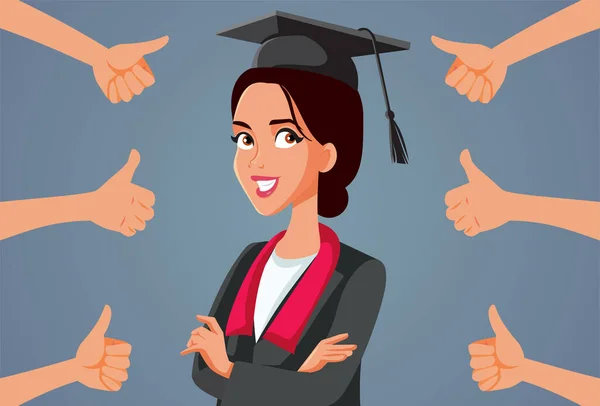 Female Student Receiving Appreciation Graduation Ceremony — Stock Vector