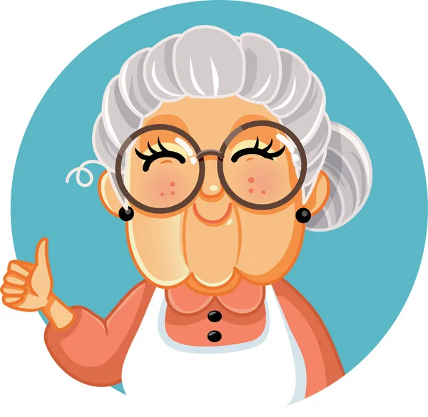 Happy Grandma Making Appreciation Gesto Vector Ilustración — Vector de stock